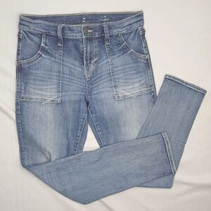 Gap Patch Pocket Skinny Jeans Mid Rise Cropped Denim Pants Retro Womens 6/28R